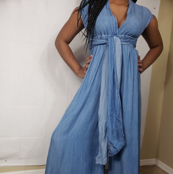 Vibrant M.I.U Pants - Vibrant M.U.I Chambray Super Wide Leg Jumper Sz Sm